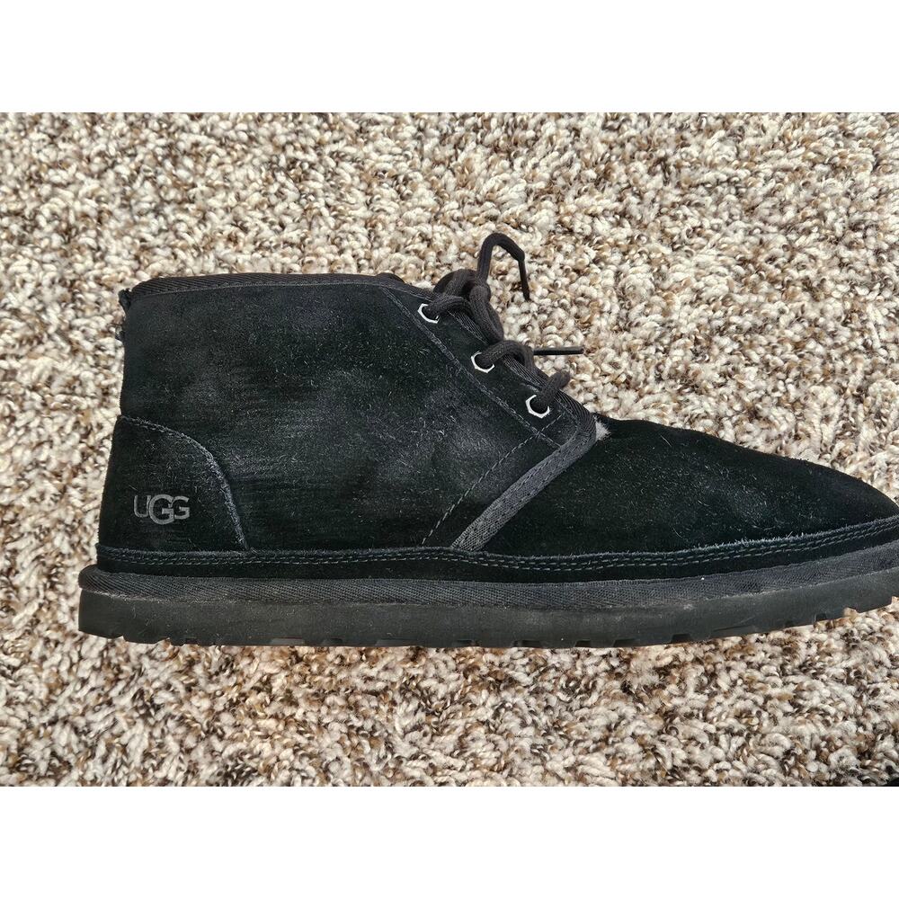 UGG Neumel Chukka Boots Men’s 10 Black Suede Shearling Lined 3236 - Picture 13 of 16